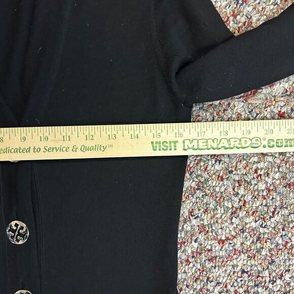 Tory Burch Black 100% Merino Wool V-Neck Long Sleeve Cardigan Sweater Size S - Picture 9 of 11